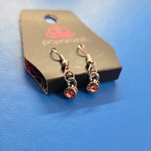 Paparazzi Silver Earrings with Pink Accents